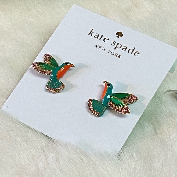 NEW KATE SPADE ♠️ REVERSIBLE SCENIC ROUTE HUMMINGBIRD EARRINGS - Picture 3 of 6